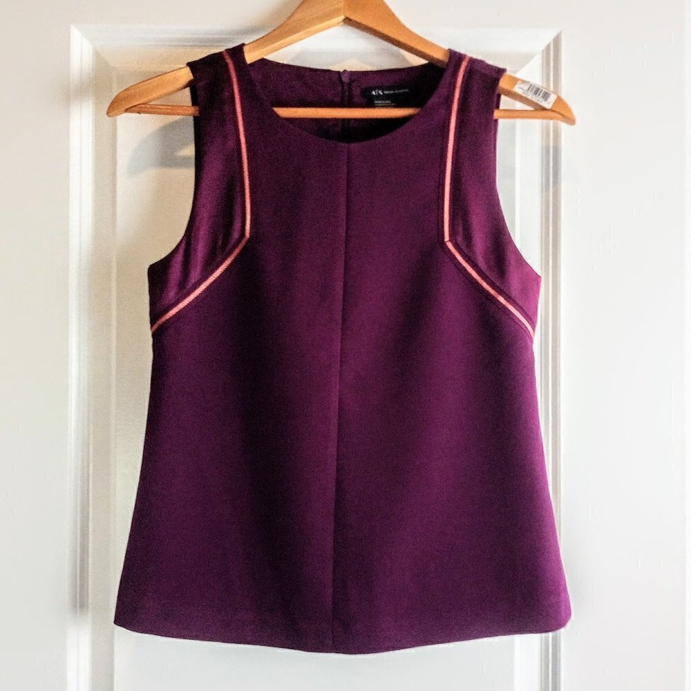 A/X Armani Exchange Purple Pink Metallic Trim Sleeveless Top